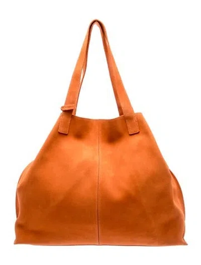 Pre-owned Akris Leather Ai Tangerine Medium In Brown