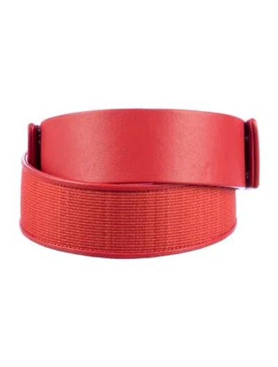 Pre-owned Akris Leather Belt Kit In Red
