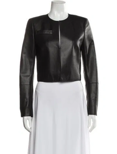 Pre-owned Akris Leather Biker Jacket In Black