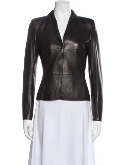 Pre-owned Akris Leather Biker Jacket In Black