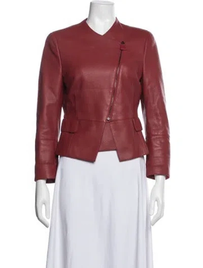 Pre-owned Akris Leather Biker Jacket In Red