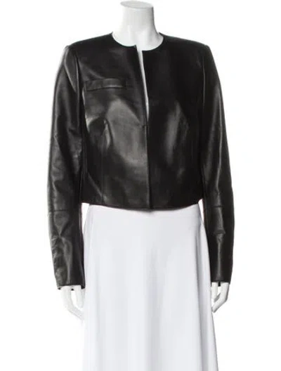 Pre-owned Akris Leather Biker Jacket W/ Tags In Black