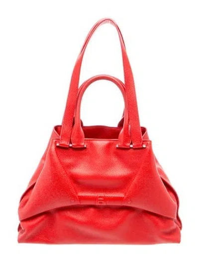 Pre-owned Akris Leather Billy Medium In Red