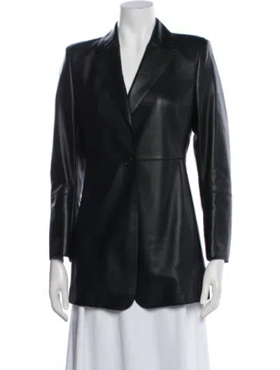Pre-owned Akris Leather Blazer In Black