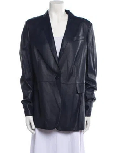 Pre-owned Akris Leather Blazer In Blue