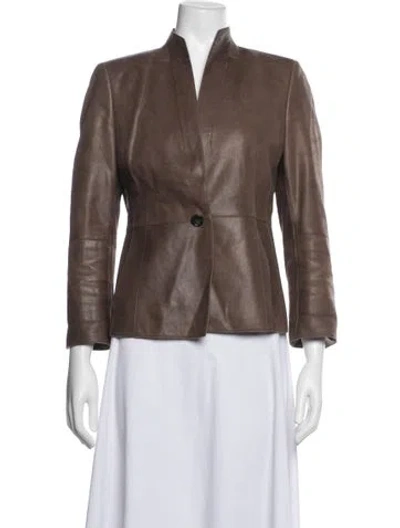 Pre-owned Akris Leather Blazer In Brown