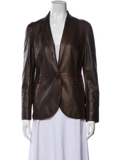 Pre-owned Akris Leather Blazer In Multi