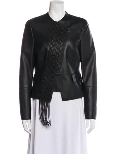 Pre-owned Akris Leather Evening Jacket In Black