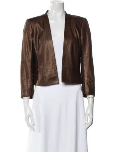 Pre-owned Akris Leather Evening Jacket In Brown