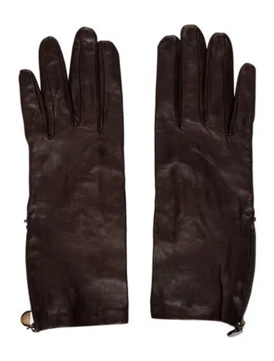 Pre-owned Akris Leather Gloves In Brown