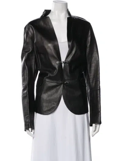 Pre-owned Akris Leather Jacket In Black