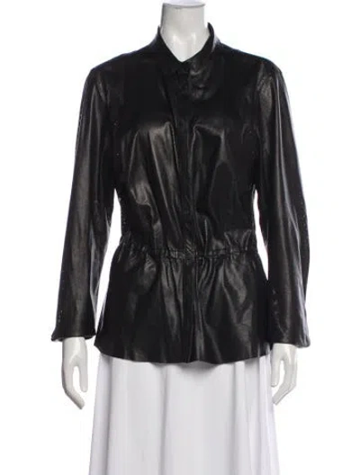 Pre-owned Akris Leather Jacket In Black