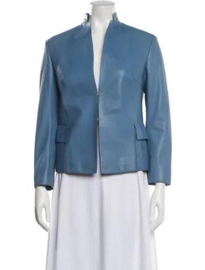 Pre-owned Akris Leather Jacket In Blue