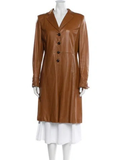 Pre-owned Akris Leather Jacket In Brown