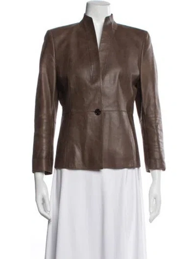 Pre-owned Akris Leather Jacket In Brown