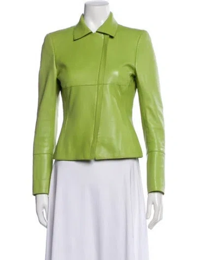 Pre-owned Akris Leather Jacket In Green