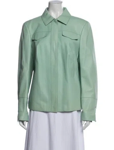 Pre-owned Akris Leather Jacket In Green