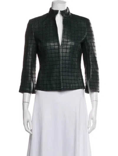 Pre-owned Akris Leather Jacket In Green