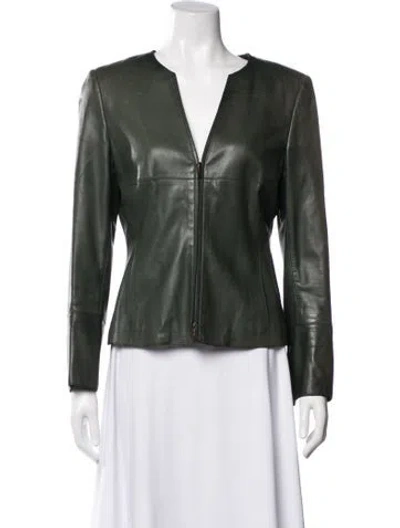Pre-owned Akris Leather Jacket In Green
