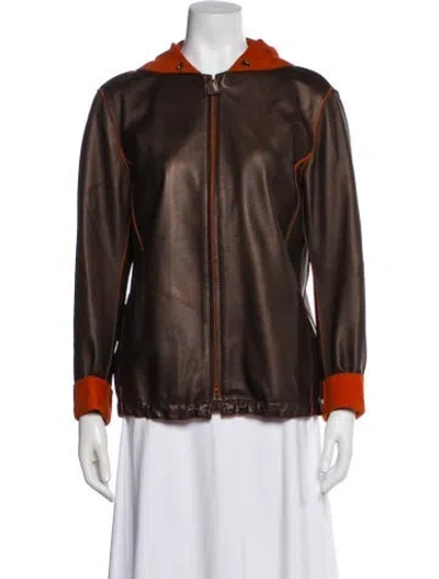 Pre-owned Akris Leather Jacket In Multi