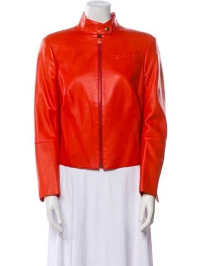 Pre-owned Akris Leather Jacket In Orange