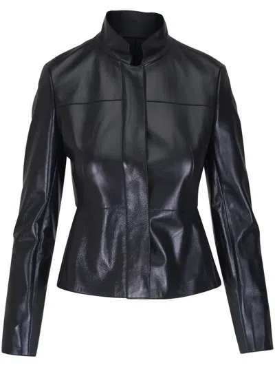 Akris Klassische Lederjacke In Schwarz