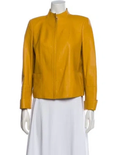 Pre-owned Akris Leather Jacket In Yellow