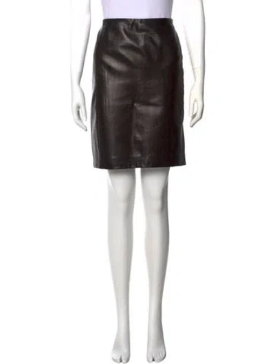Pre-owned Akris Leather Knee-length Skirt In Black