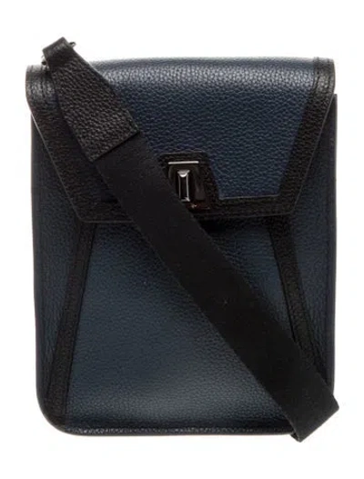 Pre-owned Akris Leather Messenger Bag In Blue
