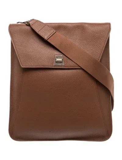 Pre-owned Akris Leather Messenger Bag In Brown