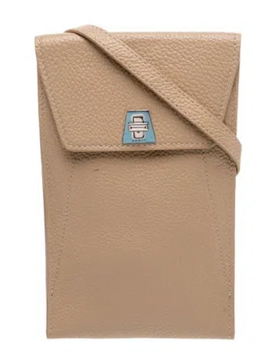 Pre-owned Akris Leather Messenger Bag W/ Tags In Neutral