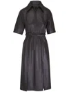Akris Double Belted Leather Midi Dress In Brown