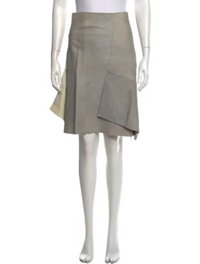 Pre-owned Akris Leather Midi Length Skirt In Grey