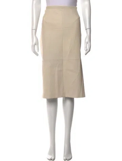 Pre-owned Akris Leather Midi Length Skirt In Neutrals