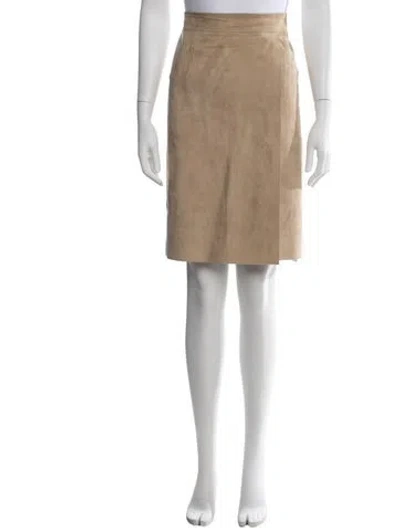 Pre-owned Akris Leather Midi Length Skirt In Neutrals