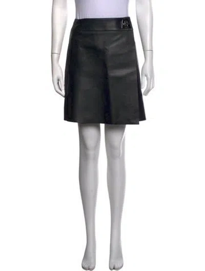Pre-owned Akris Leather Mini Skirt In Black