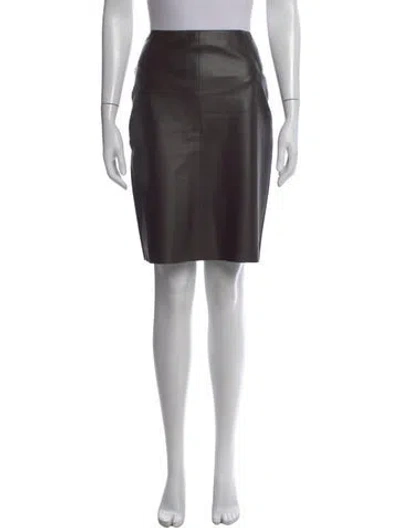 Pre-owned Akris Leather Mini Skirt In Brown