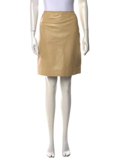 Pre-owned Akris Leather Mini Skirt In Neutrals