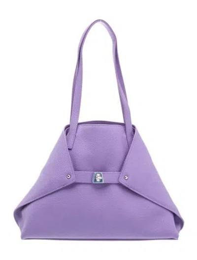 Pre-owned Akris Leather Shoulder Bag In Purple
