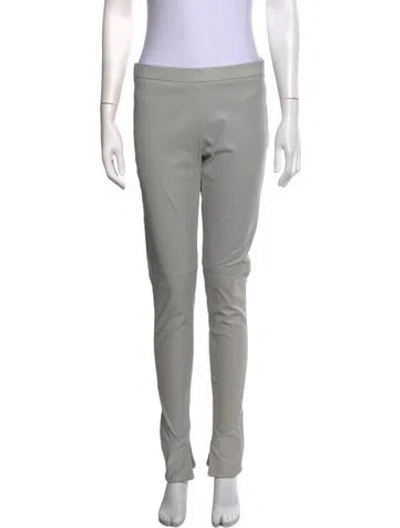 Pre-owned Akris Leather Skinny Leg Pants In Grey