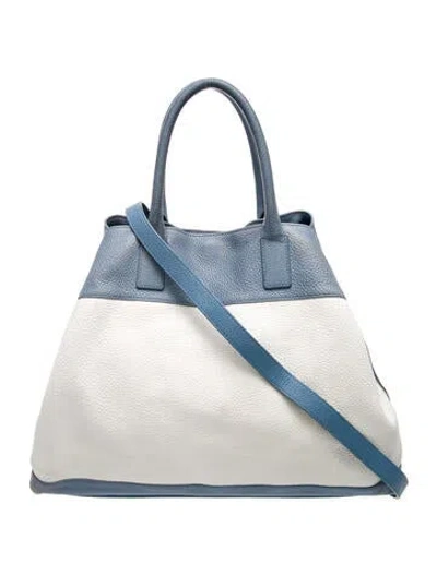 Pre-owned Akris Leather Top Handle Bag In Blue