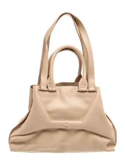 Pre-owned Akris Leather Top Handle Bag In Neutral