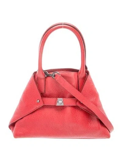 Pre-owned Akris Leather Top Handle Bag In Red
