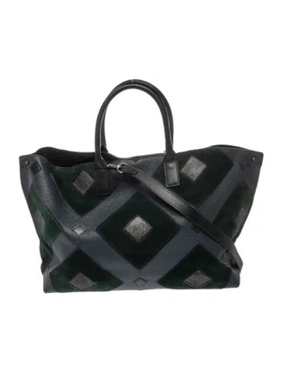 Pre-owned Akris Leather Tote In Blue
