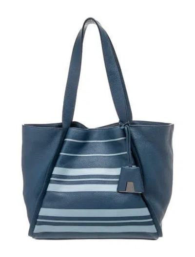 Pre-owned Akris Leather Tote In Blue