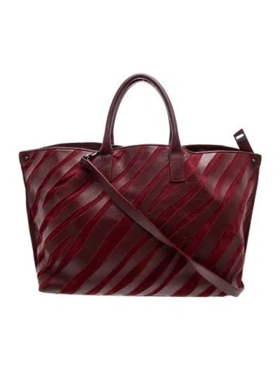 Pre-owned Akris Leather Tote In Burgundy