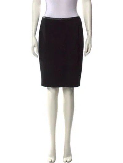 Pre-owned Akris Leather Trim Embellishment Knee-length Skirt In Black