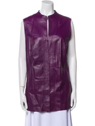 Pre-owned Akris Leather Vest In Purple