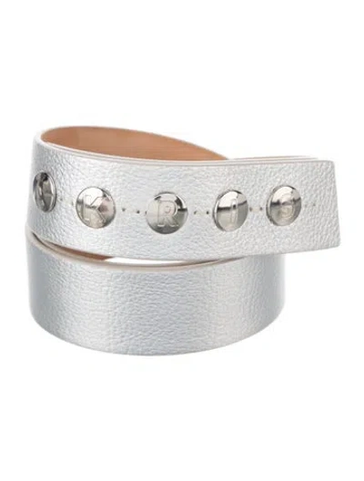 Pre-owned Akris Leather Waist Belt In Metallic/silver