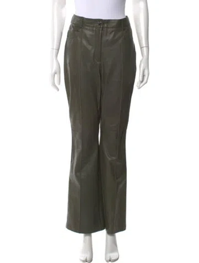 Pre-owned Akris Leather Wide Leg Pants In Green